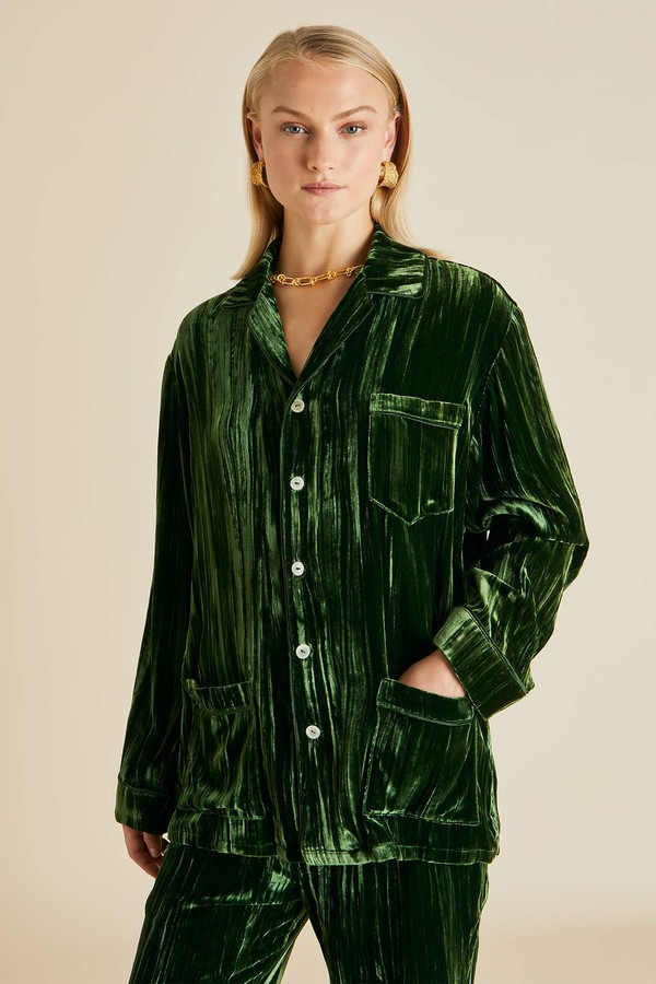 Yves Silk Velvet Pyjamas from Olivia Von Halle