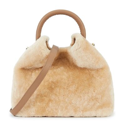 Baozi Shearling And Leather Cross-Body Bag from Elleme