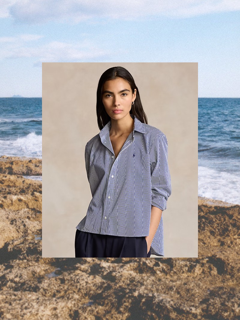 Cropped Boxy Striped Cotton Shirt