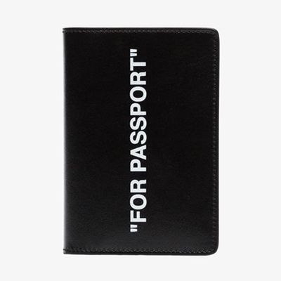 Black Quote Print Leather Passport Cover from Off-White