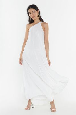 Pleated One Shoulder Maxi Dress