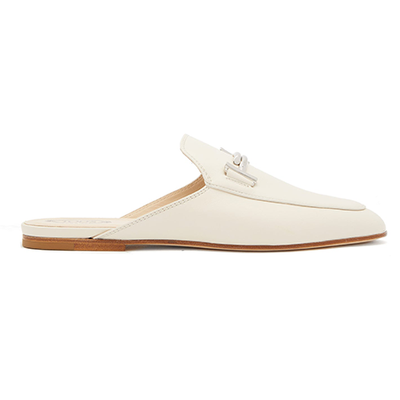 Double T Leather Backless Loafers from Tod's