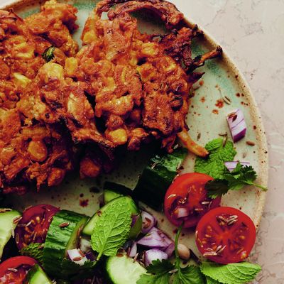 Crispy Veg Fritters & Kachumber Salad