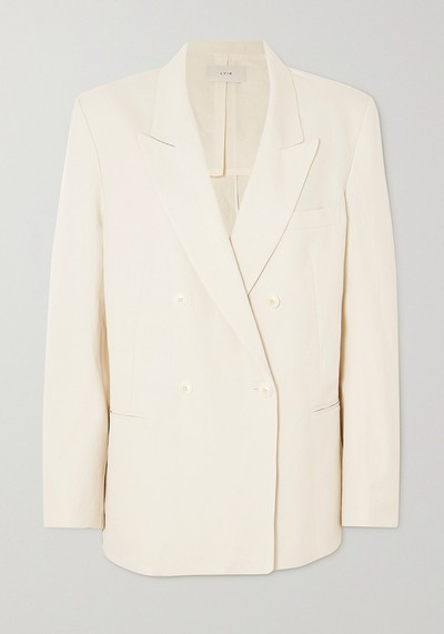 Double-Breasted Cotton & Linen-Blend Blazer from LVIR