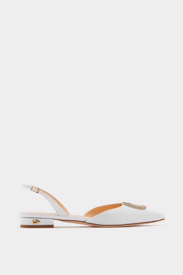 Vittorio Flat White Satin Crystal Buckle - Bespoke 