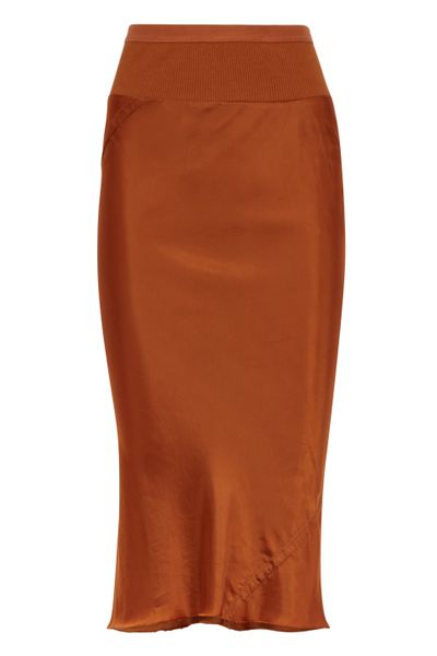 Burnt Orange Satin Skirt from Rick Owens