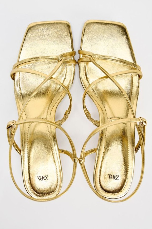 Metallic Kitten Heel Sandals  from Zara