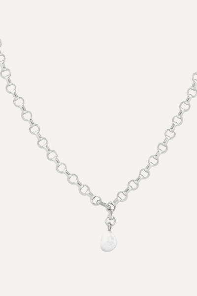 Serenity Pearl Link Chain Necklace In Silver from Astrid & Miyu