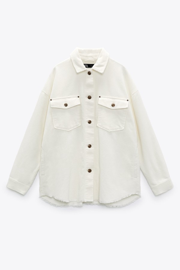 Corduroy Overshirt With Frayed Hem & Two Pockets from Zara