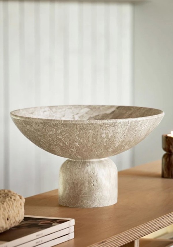 Natural Marble Effect Resin Sculptural Bowl