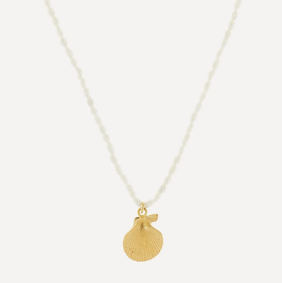 Gold-Plated Shell and Pearl Necklace from Anni Lu