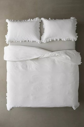 Washed White Ruffle Duvet Set from Urban Outfitters