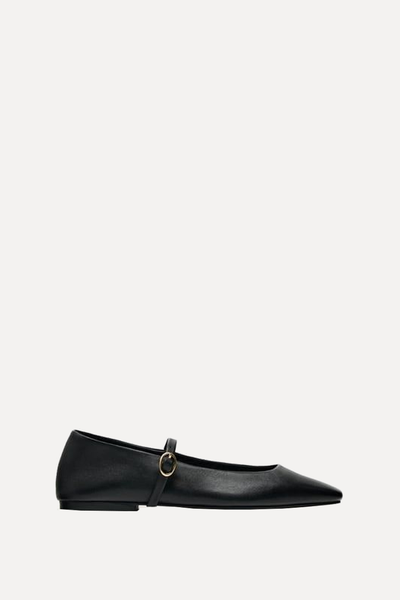 Flat Leather Mary Janes from Zara