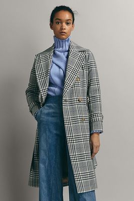 Checked Wool Trench Coat from Massimo Dutti
