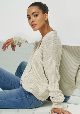 100% Recycled Ribbed Cropped Cardigan