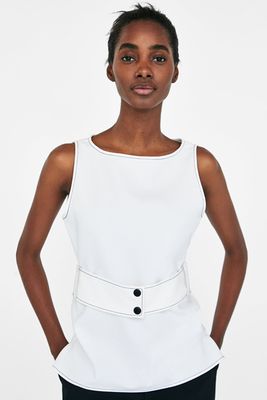 Top With Belt And Topstitching from Zara