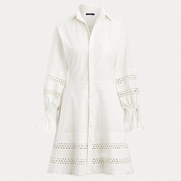 Lace-Trim Broadcloth Dress