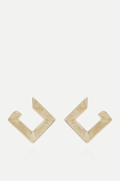 Tutamen Square Stud Earring 9ct Yellow Gold 