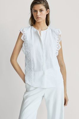 Linen Top With Crochet Details from Massimo Dutti