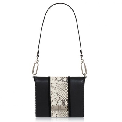 Black/Python Print Costello Shoulder Bag from Amanda Wakeley