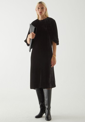 Silk Velvet Puff Sleeve Dress from COS