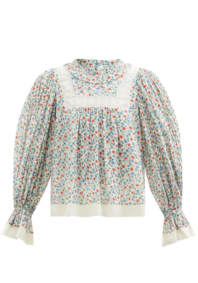 Bubbie Balloon-Sleeve Floral-Print Cotton Blouse from Sea