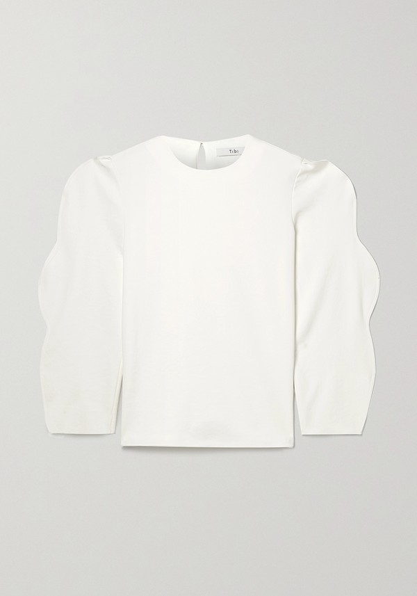 Scalloped Stretch-Jersey Top from Tibi 