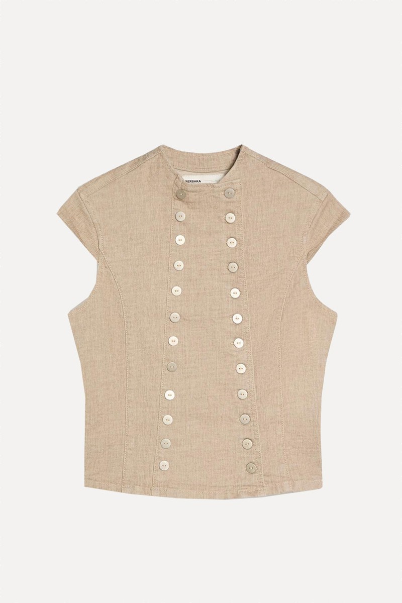 Double-Breasted Denim Top from Bershka