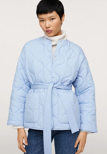 Belt Quilted Coat from Mango