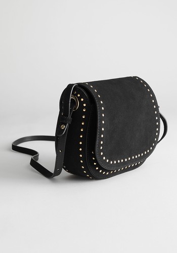 Studded Suede Shoulder Bag