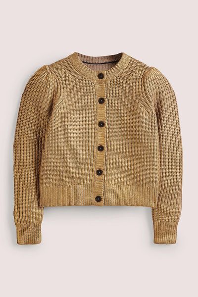 Ribbed Gold Cardigan from Boden