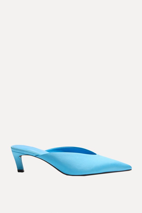 Satin Slip On Kitten Heel Pointed Mules from Marks & Spencer