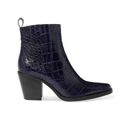 Callie Croc-Effect Leather Ankle Boots from Ganni