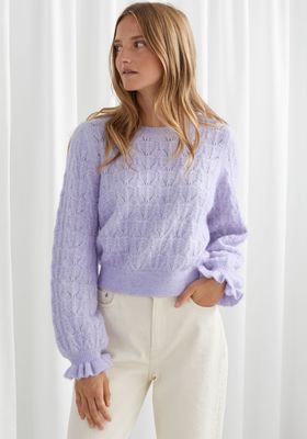 Alpaca Blend Ruffled Cable Knit Sweater from & Other Stories