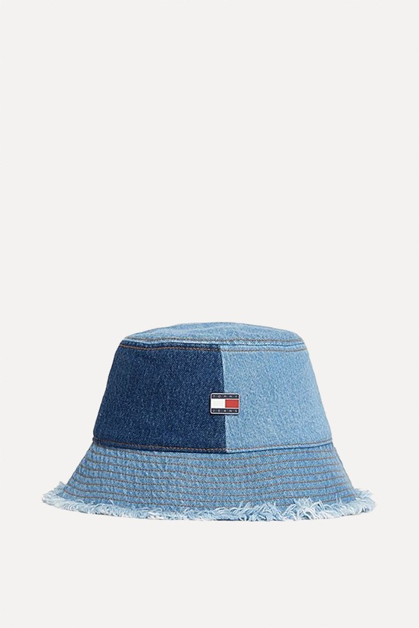 Patchwork Denim Logo Plaque Bucket Hat