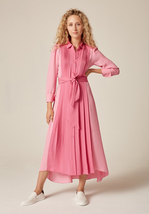 Colour Block Silk Shirt Dress & Belt from Me + Em