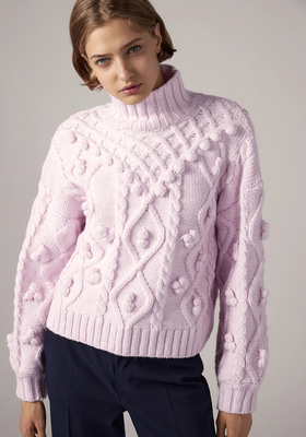 Knit Sweater With Pom Poms