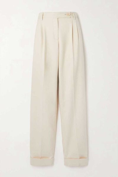 Pleated Cotton Blend Twill Straight Leg Pants from See By Chloé