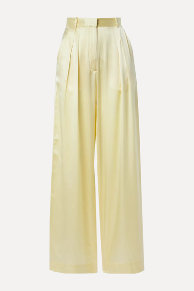 Pleated Silk-Satin Wide-Leg Pants from Michael Lo Sordo