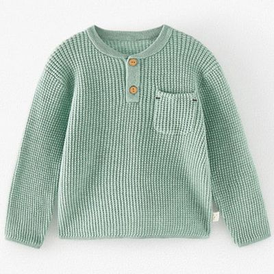 Waffle Knit Henley Sweater