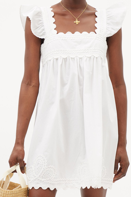 Rickrack-Embellished Cotton-Poplin Mini Dress from Juliet Dunn