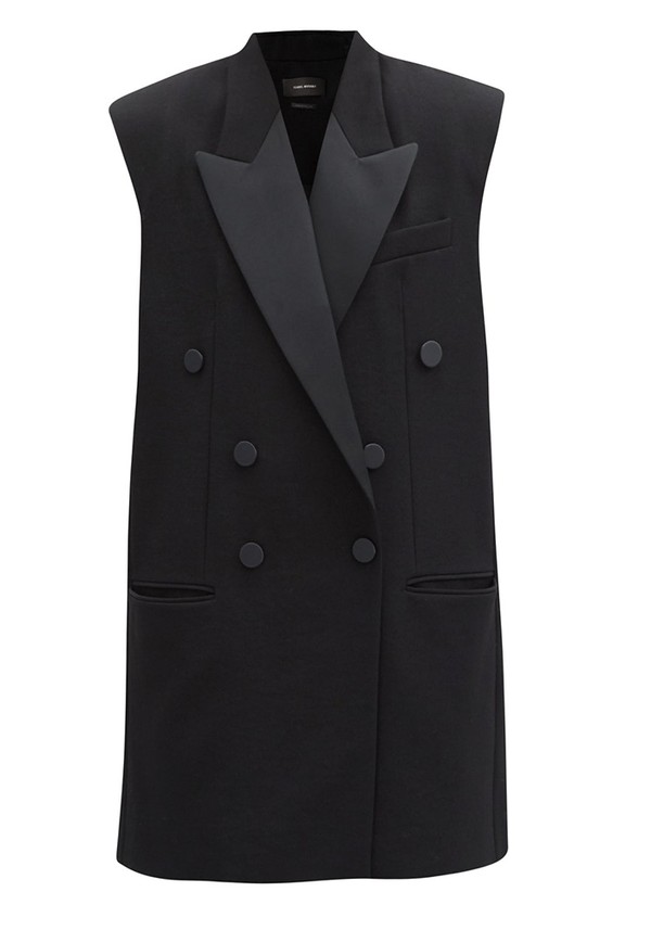 Onyx Double-Breasted Sleeveless Wool Blazer from Isabel Marant