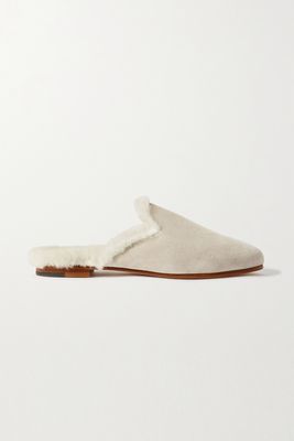 Mariamu Shearling-Lined Suede Slippers from Manolo Blahnik