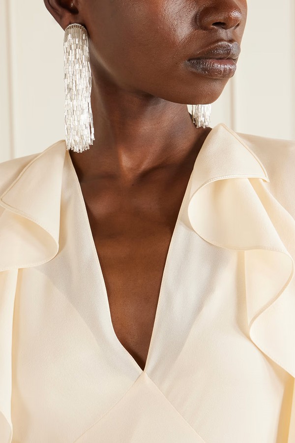 Tassel Bead Crystal Clip Earrings  from Oscar De La Renta 