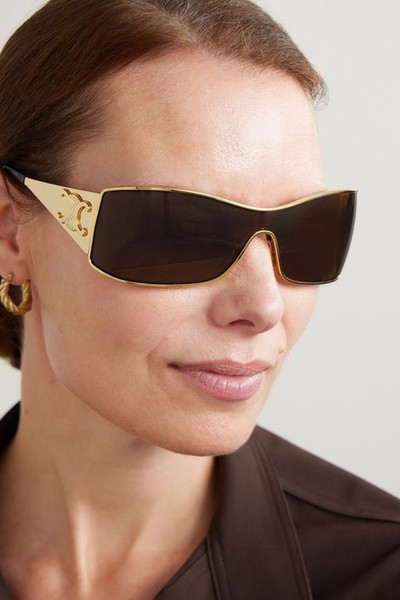 Rectangular-Frame Gold-Tone Sunglasses from Celine