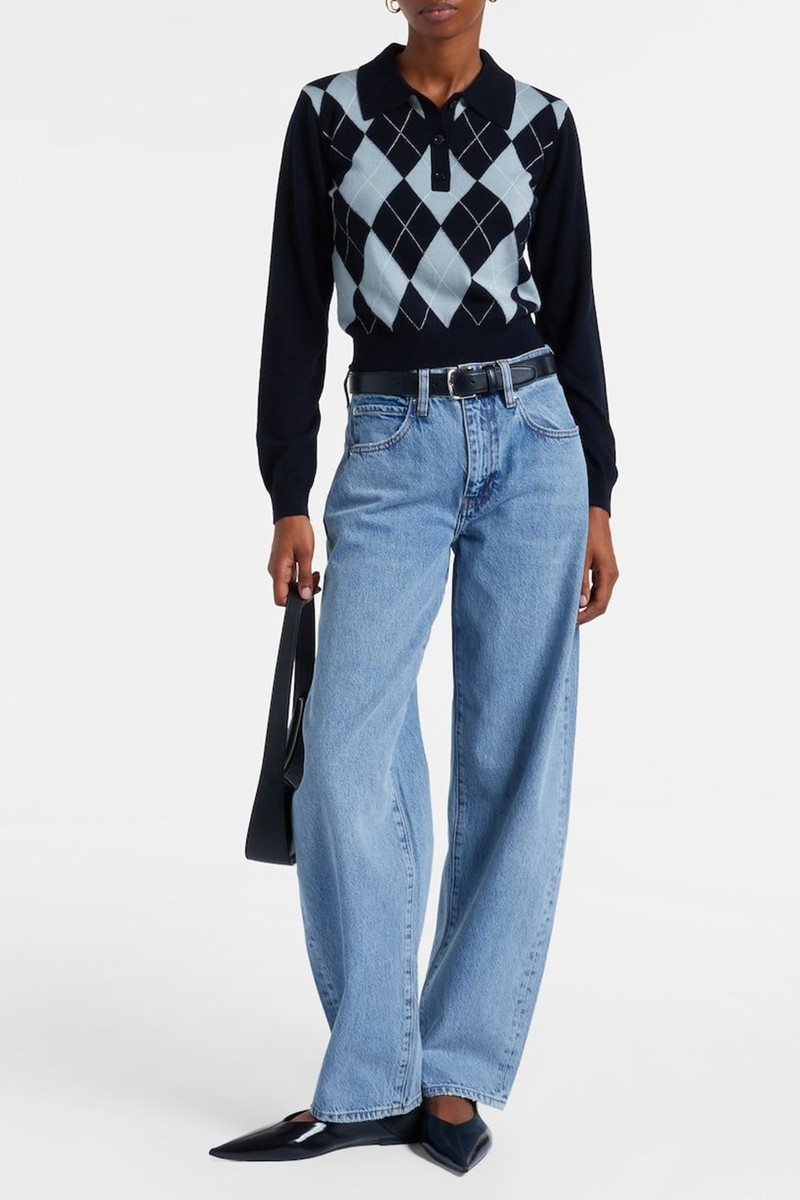 Low Slung Mid-Rise Barrel-Leg Jeans from Frame