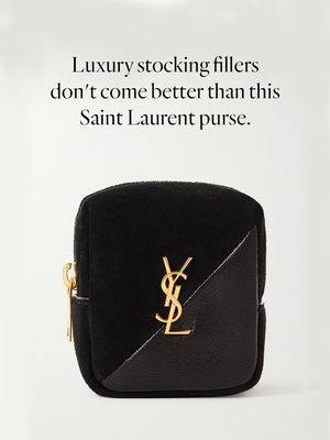 Jamie Embellished Suede & Leather Coin Purse from Saint Laurent 