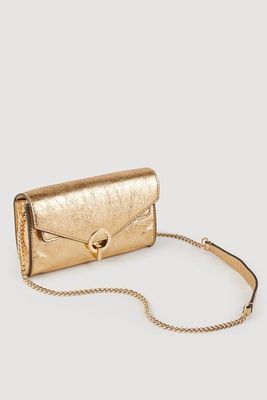 Gold Leather Clutch Bag from Sandro