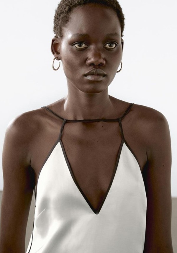 Satin Halter Top With Trims 