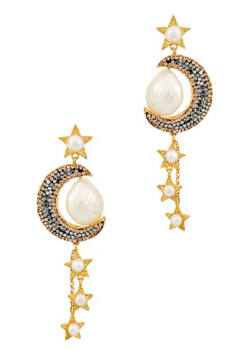 Atlas 18kt Gold-Plated Moon Drop Earrings from Soru Jewellery